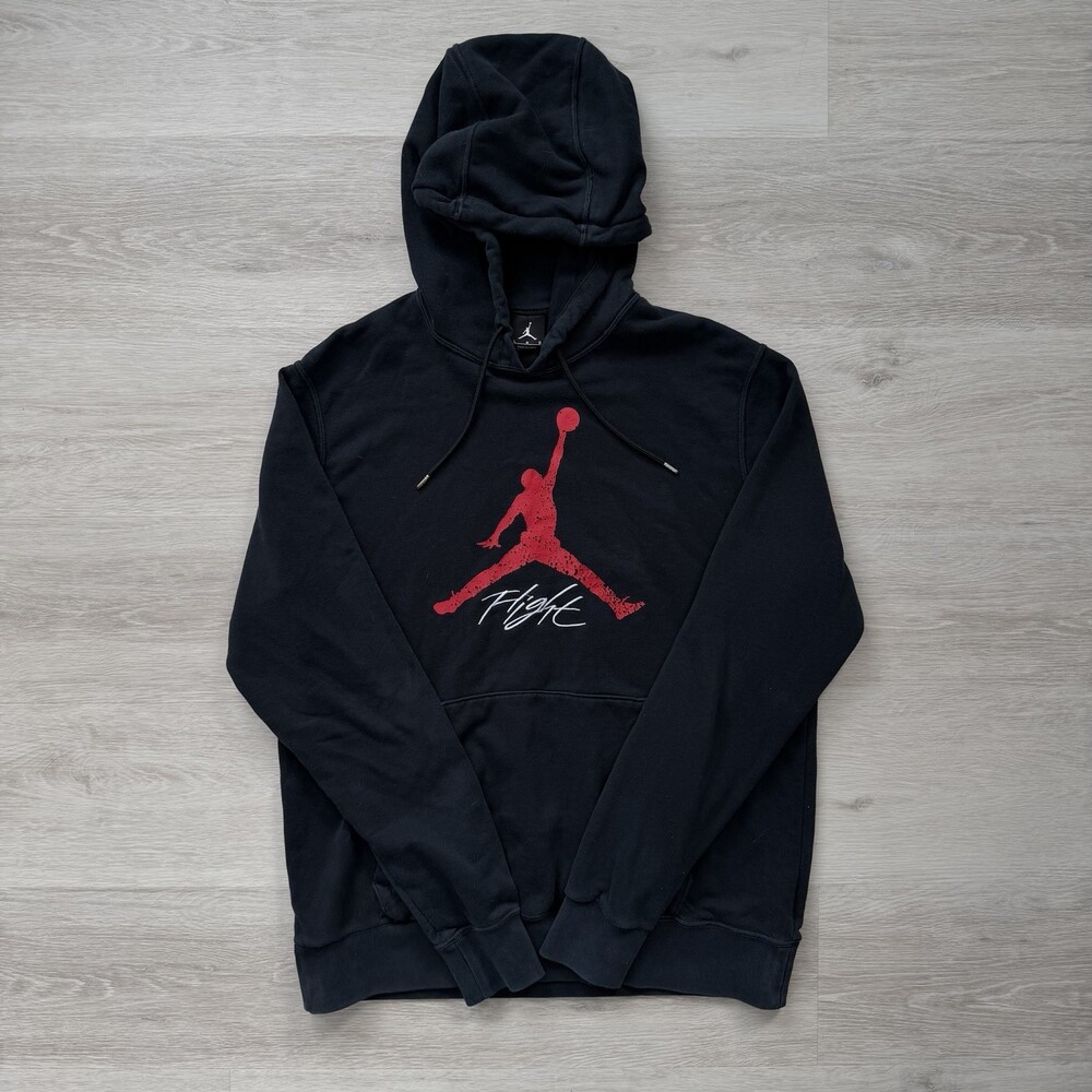 Nike AIR JORDAN FLIGHT Hoodie Sweater Red Jumpman Blue Distressed Logo Men's L